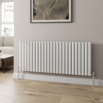 RadiLux Designer Radiator Horizontal White Oval Tube Column Rads Single Panel 600x1440mm