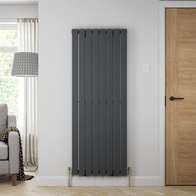 RadiLux Designer Radiator Vertical Single Flat Panel Rad Anthracite 1600x608mm