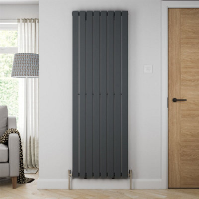 RadiLux Designer Radiator Vertical Single Flat Panel Rad Anthracite 1800x608mm