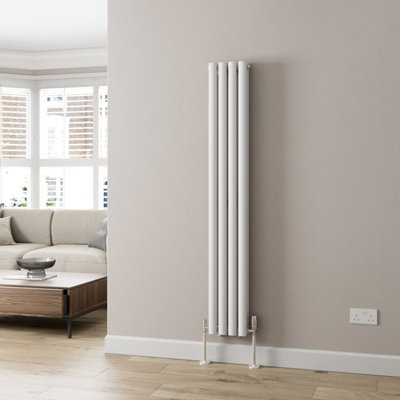 RadiLux Designer Radiator Vertical White Oval Column Rads Double Panel ...
