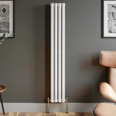 RadiLux Designer Radiator Vertical White Oval Column Rads Double Panel ...
