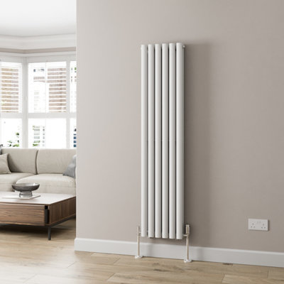 RadiLux Designer Radiator Vertical White Oval Column Rads Double Panel 1600x360mm