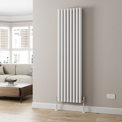 RadiLux Designer Radiator Vertical White Oval Column Rads Double Panel 1800x480mm