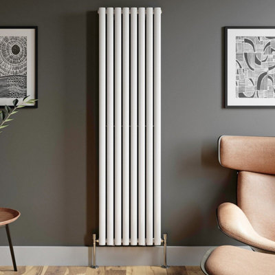 RadiLux Designer Radiator Vertical White Oval Column Rads Double Panel 1800x480mm