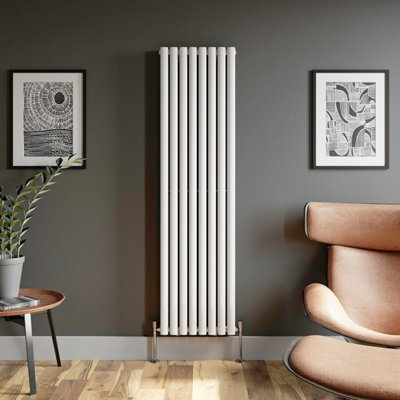 RadiLux Designer Radiator Vertical White Oval Column Rads Double Panel 1800x480mm
