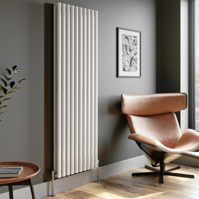 RadiLux Designer Radiator Vertical White Oval Column Rads Double Panel 1800x600mm