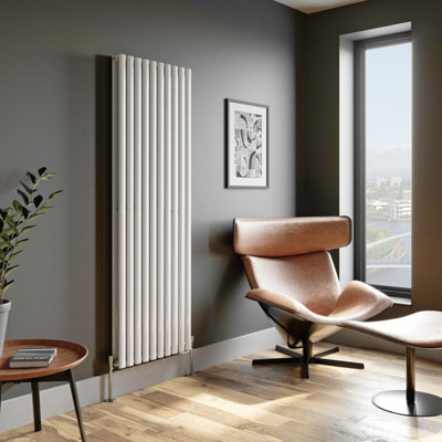 RadiLux Designer Radiator Vertical White Oval Column Rads Double Panel 1800x600mm