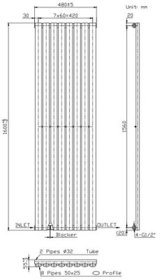 RadiLux Designer Radiator Vertical White Oval Column Rads Single Panel ...