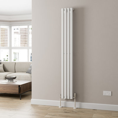 RadiLux Designer Radiator Vertical White Oval Column Rads Single Panel 1800x240mm