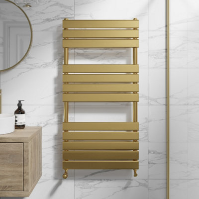 RadiLux Flat Panel Heated Towel Rail Brushed Brass - 1200 x 600mm