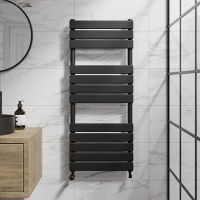 RadiLux Flat Panel Heated Towel Rail Matt Black - 1200 x 500mm