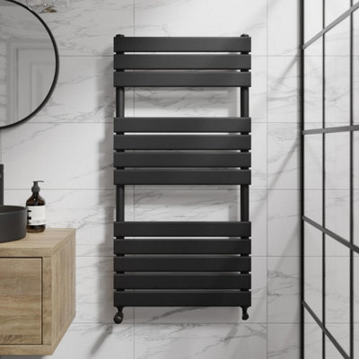 RadiLux Flat Panel Heated Towel Rail Matt Black - 1200 x 600mm