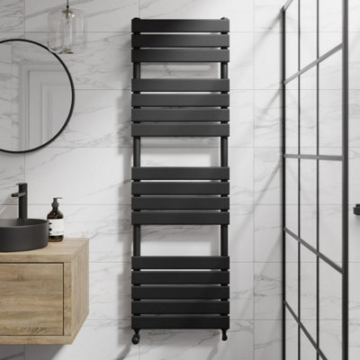 RadiLux Flat Panel Heated Towel Rail Matt Black - 1600 x 500mm