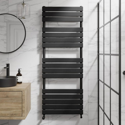 RadiLux Flat Panel Heated Towel Rail Matt Black - 1600 x 600mm