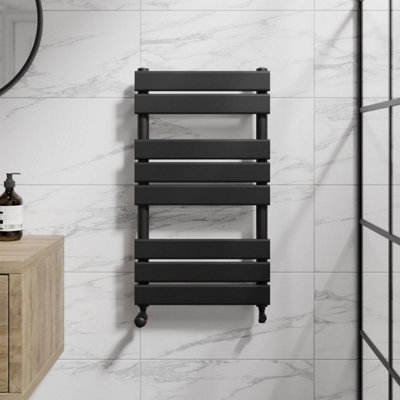 RadiLux Flat Panel Heated Towel Rail Matt Black - 800 x 450mm
