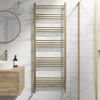 RadiLux Heated Towel Rail Brushed Brass 1600 x 600mm Flat