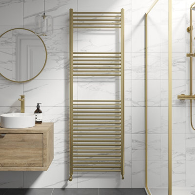 RadiLux Heated Towel Rail Brushed Brass 1800 x 600mm Flat