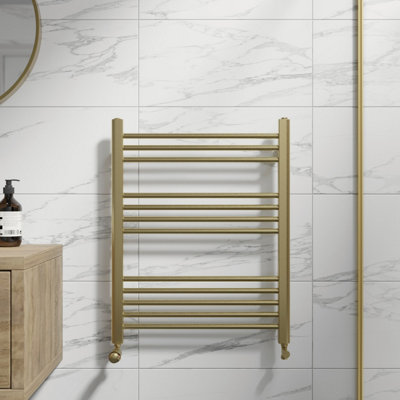 RadiLux Heated Towel Rail Brushed Brass 750 x 600mm Flat