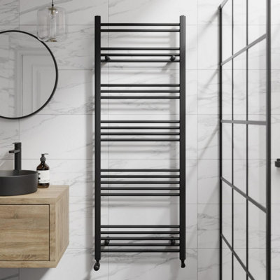 RadiLux Heated Towel Rail Matt Black 1600 x 600mm Flat