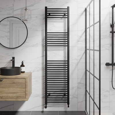RadiLux Heated Towel Rail Matt Black 1800 x 450mm Flat