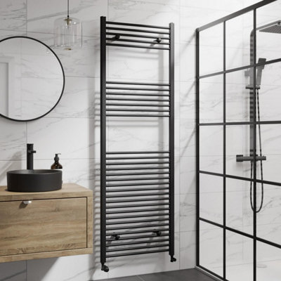 RadiLux Heated Towel Rail Matt Black 1800 x 600mm Flat