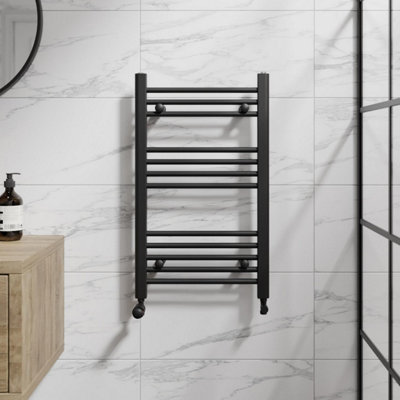 RadiLux Heated Towel Rail Matt Black 750 x 450mm Flat