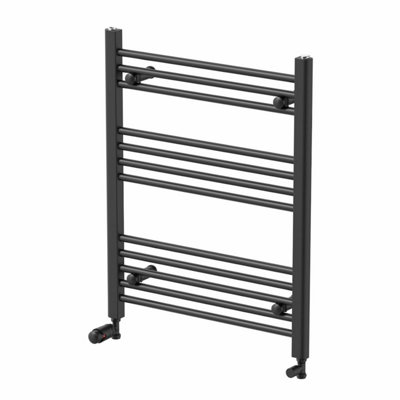 RadiLux Heated Towel Rail Matt Black 750 x 600mm Flat