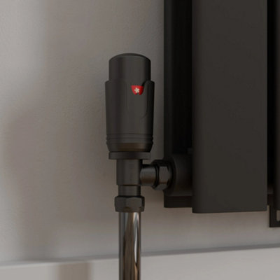 RadiLux Modern Angled Heated Towel Rail Radiator Valves Black Round ...