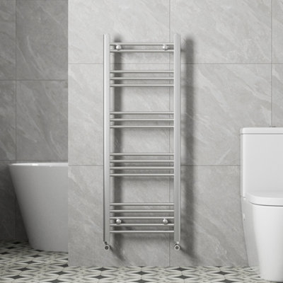 RadiLux Modern Bathroom 1200 x 450mm Heated Towel Rail Radiator Straight Chrome 17 Rails