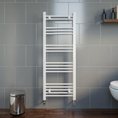RadiLux Modern Bathroom 1200 x 450mm Heated Towel Rail Radiator Straight White 17 Rails