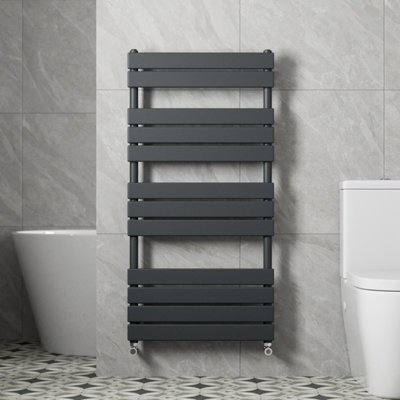 RadiLux Modern Bathroom 1200 x 600mm Heated Towel Rail Radiator Flat Panel Anthracite