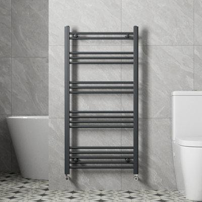 RadiLux Modern Bathroom 1200 x 600mm Heated Towel Rail Radiator Straight Anthracite Flat
