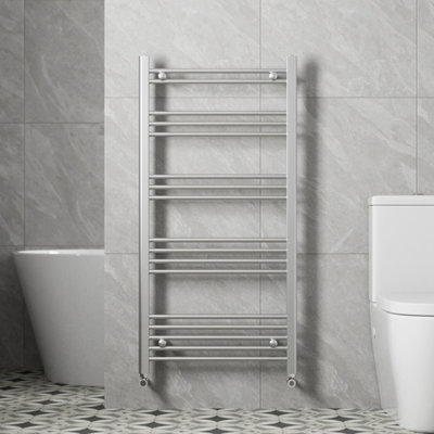RadiLux Modern Bathroom 1200 x 600mm Heated Towel Rail Radiator Straight Chrome 17 Rails