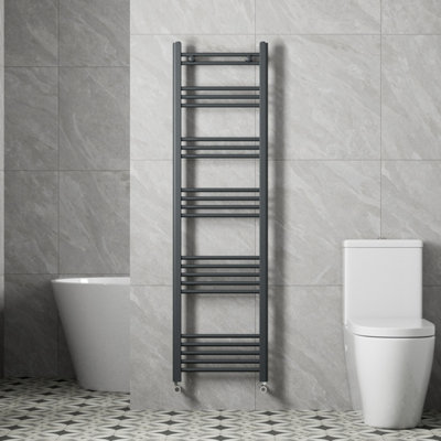 RadiLux Modern Bathroom 1600 x 450mm Heated Towel Rail Radiator Straight Anthracite Flat