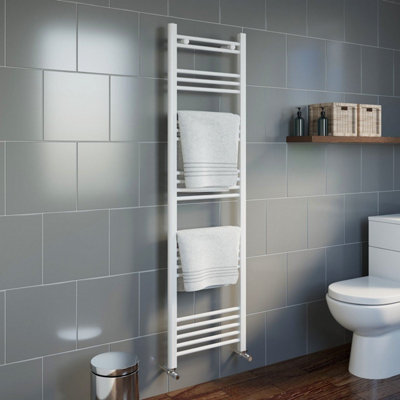RadiLux Modern Bathroom 1600 x 450mm Heated Towel Rail Radiator Straight White 22 Rails