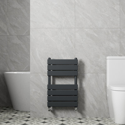 RadiLux Modern Bathroom 650mm x 400mm Heated Towel Rail Radiator Flat Panel Anthracite