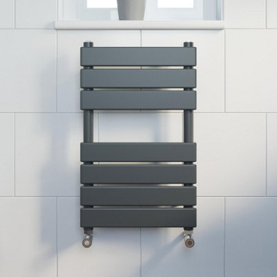 RadiLux Modern Bathroom 650mm x 400mm Heated Towel Rail Radiator Flat Panel Anthracite