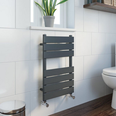 RadiLux Modern Bathroom 650mm x 400mm Heated Towel Rail Radiator Flat Panel Anthracite