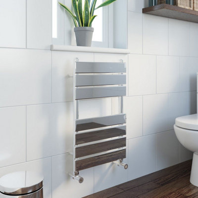 RadiLux Modern Bathroom 650x400mm Heated Towel Rail Radiator Central Heating Flat Chrome