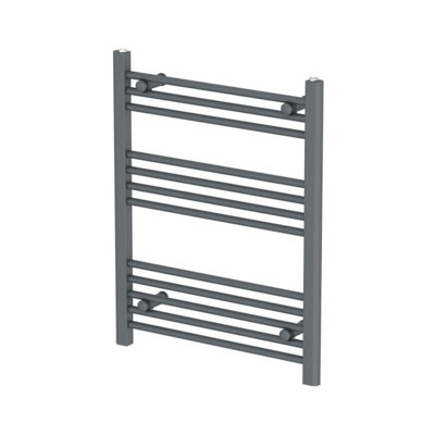 RadiLux Modern Bathroom 750 x 600mm Heated Towel Rail Radiator Straight Anthracite Flat