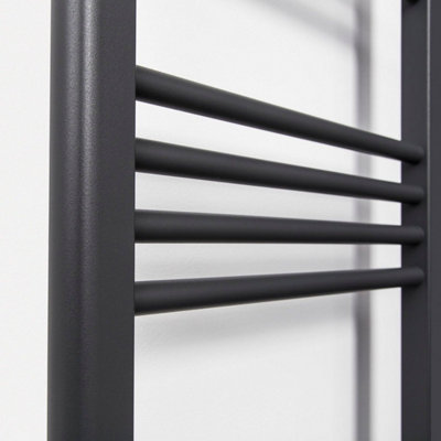 RadiLux Modern Bathroom 750 x 600mm Heated Towel Rail Radiator Straight Anthracite Flat