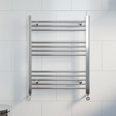 RadiLux Modern Bathroom 750 x 600mm Heated Towel Rail Radiator Straight Chrome 12 Rails