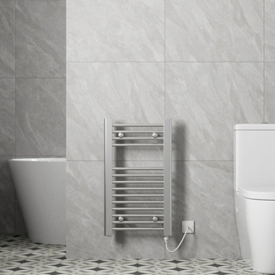RadiLux Modern Bathroom Electric Flat Towel Rail Ladder Radiator 700 x 400mm Chrome 150W