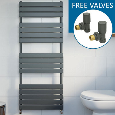 RadiLux Modern Flat Panel Heated Towel Rail Radiator Anthracite 1600 x 600mm FREE Valves
