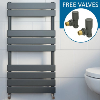 RadiLux Modern Flat Panel Heated Towel Rail Radiator Anthracite 950 x 500mm FREE Valves