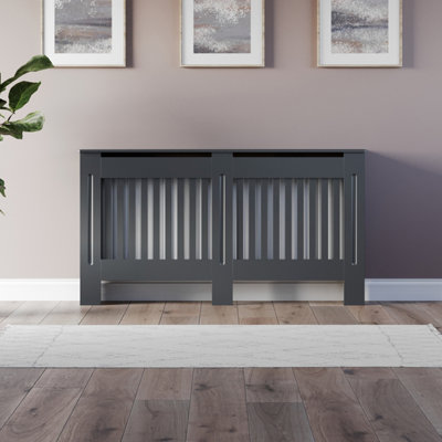 RadiLux Radiator Cover Wall Cabinet Medium MDF Wood Anthracite Vertical ...