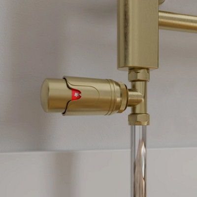 RadiLux Straight Brushed Brass Thermostatic Radiator Valve Pack - 15mm