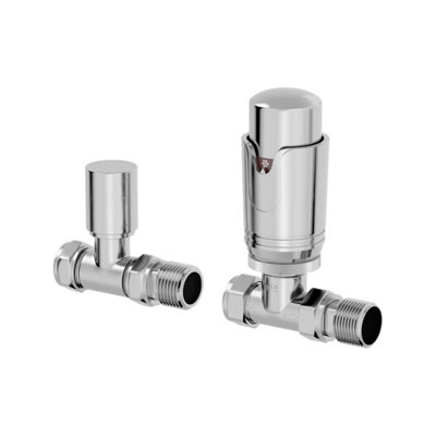 RadiLux Straight Polished Chrome Thermostatic Radiator Valve 15mm TRV Rad