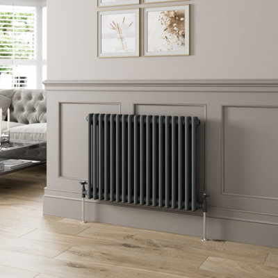 RadiLux Traditional Colosseum Horizontal Double Bar Column Radiator 600 x 830 Anthracite