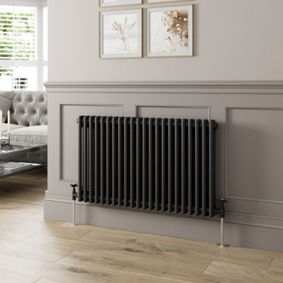 RadiLux Traditional Colosseum Horizontal Double Bar Column Radiator 600x1010mm Black